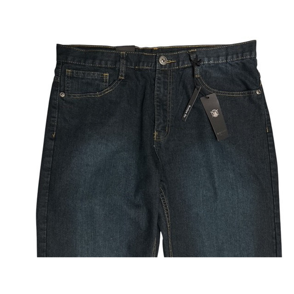 M Society NY 34x30 Jeans Men Relax Fit Bold Blue Black Straight Style MS-13030RF - Picture 4 of 5